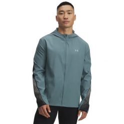 Bluza z kapturem Under Armour Velociti Storm. Czarne bluzy męskie Under Armour, l, bez wzorów, z materiału, z kapturem, do biegania. Za 314.50 zł.