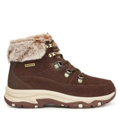 Trekkingi Skechers. Brązowe obuwie sportowe damskie Skechers, bez wzorów, trekkingowe. Za 359.99 zł.