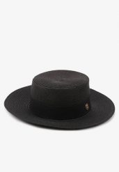 Czarny Pleciony Kapelusz Ozdobiony Metaliczną Aplikacją Doliriela. Czarne czapki i kapelusze damskie Renee, na lato, z aplikacjami, eleganckie. Za 39.99 zł.