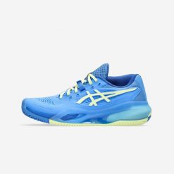 Buty tenisowe damskie ASICS Gel Resolution X na korty ziemne. Niebieskie obuwie sportowe damskie Asics, bez wzorów, z kauczuku, tenisowe. W wyprzedaży za 449.99 zł.