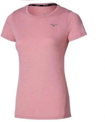 Koszulka do biegania damska Mizuno Core Tee. Czerwone koszulki sportowe damskie Mizuno, l, bez wzorów, z materiału, bez kołnierzyka, bez ramiączek, do biegania. Za 99.99 zł.