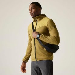 Męska kurtka Finchdale Marl z kapturem i zamkiem błyskawicznym. Żółte kurtki męskie Regatta, m, bez wzorów, z elastanu, z kapturem. Za 249.99 zł.