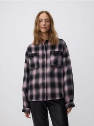 Koszula w kratę - wielobarwny. Koszule damskie Reserved, l, bez wzorów, z bawełny, bez kołnierzyka, bez ramiączek. Za 119.99 zł.