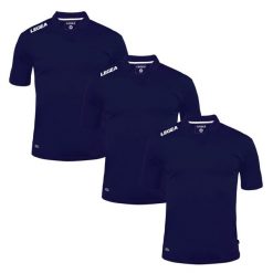 3 Koszulki piłkarskie AJACCIO niebieskie. Niebieskie koszulki sportowe męskie Legea, bez wzorów, bez kołnierzyka, bez ramiączek, do piłki nożnej. W wyprzedaży za 92.00 zł.