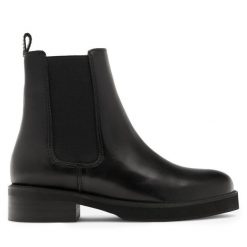 Sztyblety GINO ROSSI. Czarne botki damskie Gino Rossi, bez obcasa, na płaskiej podeszwie, bez zapięcia. Za 299.99 zł.