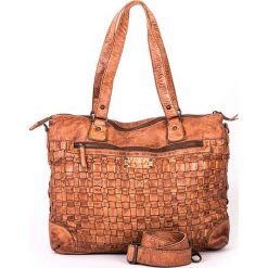 Skórzana torebka w kolorze szarobrązowym - 38 x 29 x 15 cm. Torby na ramię damskie neropantera, w paski, ze skóry. W wyprzedaży za 478.95 zł.