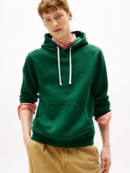 Tommy Hilfiger sweter z kapturem Mężczyźni Materiał dresowy zielony, L. Zielone swetry przez głowę męskie Tommy Hilfiger, l, bez wzorów, z dresówki, bez kołnierzyka. Za 449.95 zł.