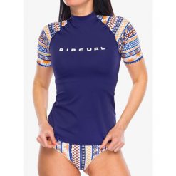 Koszulka do sportów wodnych damska Rip Curl San Carlos SS UPF Top. Niebieskie koszulki sportowe damskie RIPCURL, s, bez wzorów, bez kołnierzyka, bez ramiączek, żeglarskie. Za 149.99 zł.