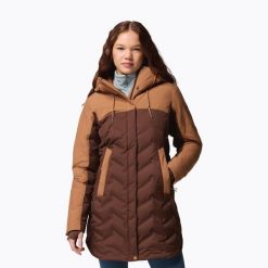 Płaszcz puchowy damski Columbia Mountain Croo III Mid Down. Brązowe płaszcze damskie Columbia, bez wzorów, z puchu, sportowe, bez kaptura. Za 999.99 zł.
