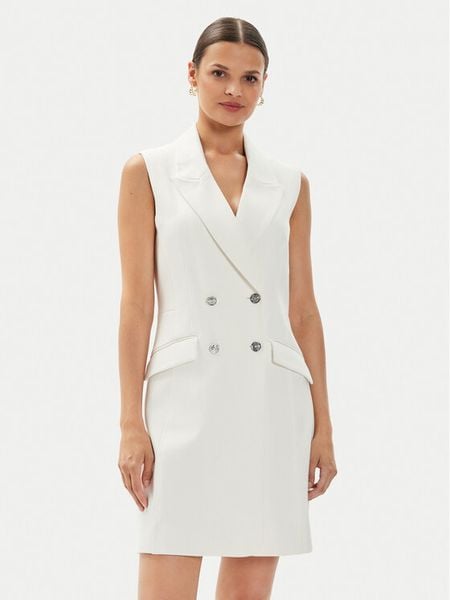 Guess Sukienka koktajlowa W4YK25 KBJP2 Écru Regular Fit. Sukienki damskie Guess, s, z aplikacjami, z wiskozy, wizytowe, bez kołnierzyka, bez ramiączek. Za 509.99 zł.