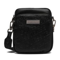 Saszetka Guess Jeans. Czarne saszetki męskie Guess Jeans, z jeansu, młodzieżowe, małe. Za 199.99 zł.