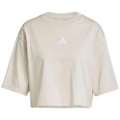 Damska koszulka o luźnym kroju adidas Essentials 3-Stripes. Brązowe t-shirty damskie Adidas, l, bez wzorów, z bawełny, bez kołnierzyka. Za 138.95 zł.