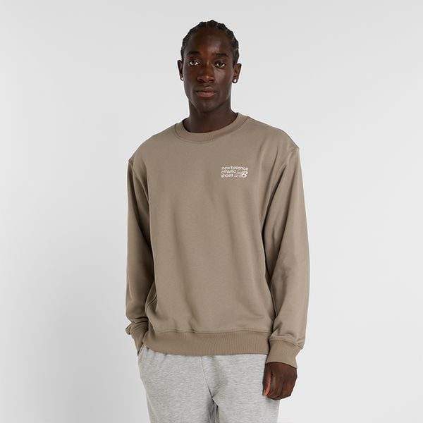 Bluza męska New Balance MT41547DOK – beżowa. Brązowe bluzy męskie New Balance, l, bez wzorów, z bawełny, bez kaptura. Za 249.99 zł.