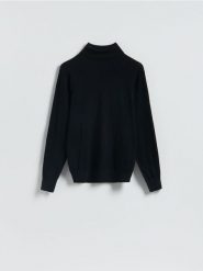 Sweter z domieszką kaszmiru - czarny. Czarne swetry przez głowę męskie Reserved, l, bez wzorów, z bawełny, bez kołnierzyka. Za 179.99 zł.