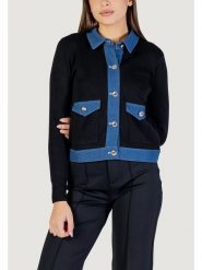 Morgan Kardigan 251-MNAKI Czarny Regular Fit. Czarne kardigany damskie Morgan, l, bez wzorów, z bawełny, bez kołnierzyka, bez ramiączek, bez kaptura. Za 349.99 zł.