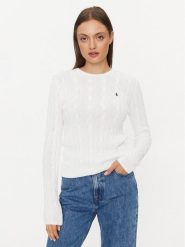 Polo Ralph Lauren Sweter 211891640001 Biały Regular Fit. Białe swetry damskie Polo Ralph Lauren, xl, bez wzorów, z bawełny, bez kołnierzyka, bez ramiączek, bez kaptura. Za 499.99 zł.