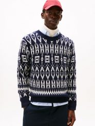 Tommy Hilfiger wełniany sweter Mężczyźni Wełna niebieski|biały, M. Białe swetry przez głowę męskie Tommy Hilfiger, na zimę, m, bez wzorów, z dzianiny, bez kołnierzyka. Za 479.95 zł.