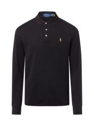 Polo Ralph Lauren Męska koszulka polo z długim rękawem Mężczyźni Bawełna czarny jednolity, XL. Czarne koszulki polo męskie Polo Ralph Lauren, m, bez wzorów, z bawełny, bez kołnierzyka, bez ramiączek. Za 449.95 zł.