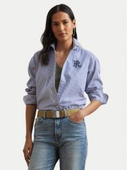 LAUREN RALPH LAUREN Koszula 200932539001 Niebieski Relaxed Fit. Niebieskie bluzki damskie Lauren Ralph Lauren, xl, bez wzorów, z bawełny, bez kołnierzyka, bez ramiączek. Za 665.99 zł.