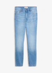 Jeansy skinny, high waist, cropped. Niebieskie jeansy damskie bonprix, z podwyższonym stanem. Za 169.99 zł.