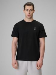 4F T-shirt regular gładki męski - czarny M. Czarne t-shirty męskie 4f, m, bez wzorów, z bawełny, klasyczne, bez kołnierzyka. Za 59.99 zł.