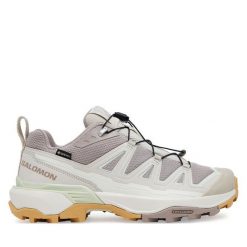 Trekkingi Salomon. Czerwone obuwie sportowe damskie Salomon, bez wzorów, z gore-texu, trekkingowe. Za 569.99 zł.