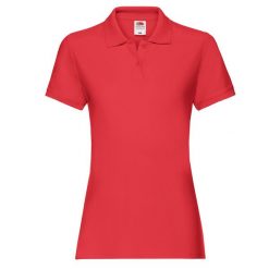 Damska Koszulka Polo Premium. Czerwone koszulki sportowe damskie Fruit of the Loom, xl, bez wzorów, bez kołnierzyka, bez ramiączek. Za 67.99 zł.