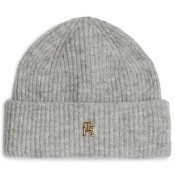 Czapka Tommy Hilfiger. Szare czapki i kapelusze damskie Tommy Hilfiger, na zimę, bez wzorów. Za 279.99 zł.