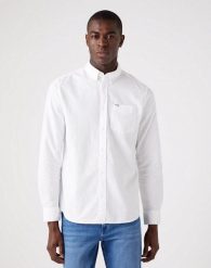 WRANGLER LS 1 PKT BUTTON DOWN SHIRT MĘSKA KOSZULA MATERIAŁOWA WHITE W5B1BM989 112323745. Białe koszule męskie Wrangler, m, bez wzorów, z materiału, bez kołnierzyka, bez ramiączek. Za 179.99 zł.