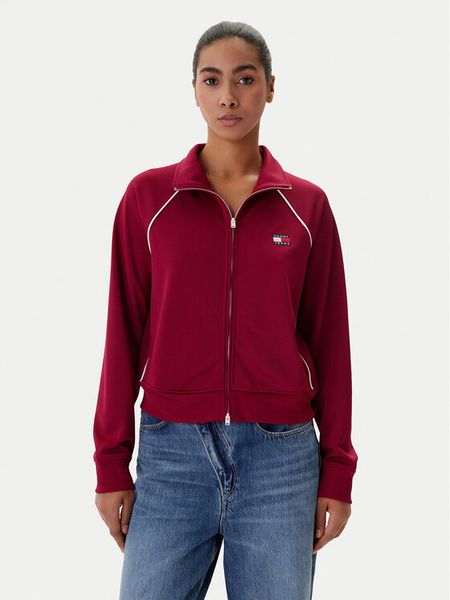Tommy Jeans Bluza Badge DW0DW21930 Bordowy Regular Fit. Czerwone bluzy damskie Tommy Jeans, s, bez wzorów, z jeansu, bez kaptura. Za 339.99 zł.