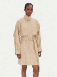TWINSET Trencz 251TP2661 Beżowy Loose Fit. Brązowe płaszcze damskie Twinset, bez wzorów, z syntetyku, bez kaptura. Za 729.99 zł.