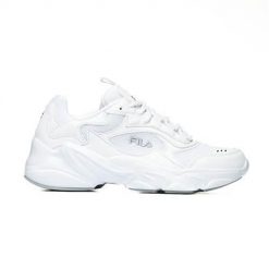 Buty do chodzenia damskie Fila Collene Teens. Białe obuwie sportowe damskie Fila, bez wzorów, z materiału, trekkingowe. Za 169.00 zł.