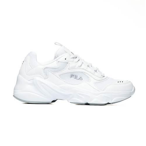 Buty do chodzenia damskie Fila Collene Teens. Białe obuwie sportowe damskie Fila, bez wzorów, z materiału, trekkingowe. Za 169.00 zł.