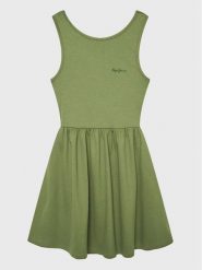 Pepe Jeans Sukienka codzienna Godivay PG951588 Zielony Regular Fit. Zielone sukienki dla dziewczynek Pepe Jeans, bez wzorów, z bawełny, bez ramiączek. Za 219.99 zł.