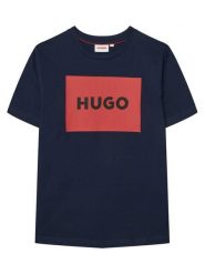 HUGO T-Shirt G00572 D Granatowy Regular Fit. Niebieskie t-shirty dla chłopców Hugo, bez wzorów, z bawełny, bez ramiączek. Za 189.99 zł.