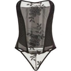Gorset + stringi (2 części) bonprix czarno-cielisty. Body damskie marki bonprix. Za 69.99 zł.
