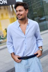 Pasek męski skórzany klamra automatyczna granatowy Beltimore A45 : Kolory - granatowy, Rozmiar pasków - r.120-135 cm. Niebieskie paski damskie bez wzorów, ze skóry, wizytowe. Za 64.99 zł.