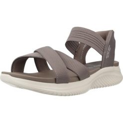 Sandały SKECHERS 119975S Szary. Szare sandały damskie Skechers, bez wzorów, z meshu, bez obcasa, bez zapięcia. Za 297.99 zł.