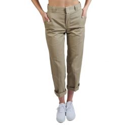 Spodnie Dickies Model 874 Work Pant Rec Kolor Beżowy. Brązowe spodnie materiałowe damskie Dickies, bez wzorów, z tkaniny. W wyprzedaży za 260.05 zł.