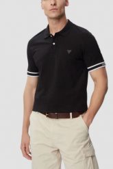GUESS Czarny męski t-shirt polo Lyle, Rozmiar M. Czarne koszulki polo męskie Guess, m, z aplikacjami, klasyczne, bez ramiączek. Za 379.99 zł.