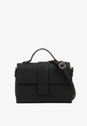 Czarna Torebka w Stylu Listonoszki z Ozdobną Klapą Efathrina. Czarne listonoszki damskie Born2be, bez wzorów, z jeansu, eleganckie, bez dodatków. Za 74.99 zł.