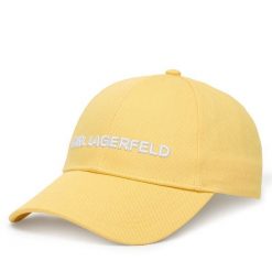 Czapka z daszkiem KARL LAGERFELD. Brązowe czapki i kapelusze damskie KARL LAGERFELD, bez wzorów. Za 299.99 zł.