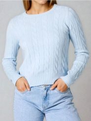 Strukturalny sweter - niebieski. Niebieskie swetry damskie Sinsay, l, bez wzorów, bez kołnierzyka, bez ramiączek, bez kaptura. Za 59.99 zł.