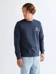 MESKA BLUZA WRANGLER EMBROIDERY CREW NAVY 112378019. Niebieskie bluzy męskie Wrangler, s, bez wzorów, bez kaptura. Za 119.99 zł.