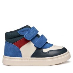 Sneakersy Geox. Niebieskie trampki i tenisówki chłopięce Geox, bez wzorów, bez zapięcia. Za 159.99 zł.