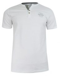 T-shirt Bawełniany, Biały z Nadrukiem, Męski, Krótki Rękaw, Dekolt z Guzikami -PAKO JEANS. Białe t-shirty męskie Pako Jeans, m, bez wzorów, z bawełny, casualowe, bez kołnierzyka. Za 79.00 zł.