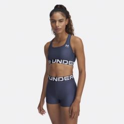 Biustonosz Under Armour Vanish Seamless Low. Niebieskie obuwie sportowe damskie Under Armour, bez wzorów, na fitness i siłownię. Za 94.99 zł.