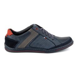 Buty Olivier skórzane męskie 236GT granatowe niebieskie. Niebieskie półbuty na co dzień męskie ze skóry, biznesowe, z okrągłym noskiem, bez zapięcia. Za 319.69 zł.