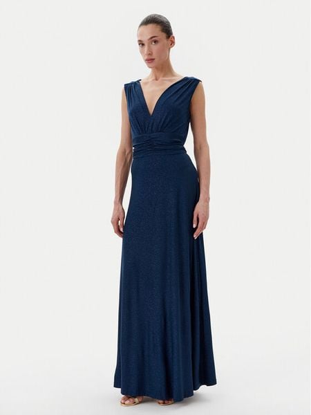 Rinascimento Sukienka wieczorowa CFC0122393003 Granatowy Regular Fit. Niebieskie sukienki damskie Rinascimento, xs, bez wzorów, z syntetyku, wizytowe, bez kołnierzyka, bez ramiączek. Za 339.99 zł.