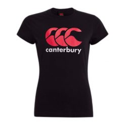 Koszulka z logo dla kobiet Canterbury. Czarne t-shirty damskie CANTERBURY, m, bez wzorów, z bawełny, bez kołnierzyka. Za 259.50 zł.